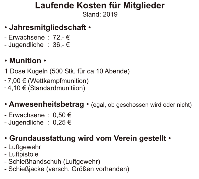 Kosten fr Mitglieder